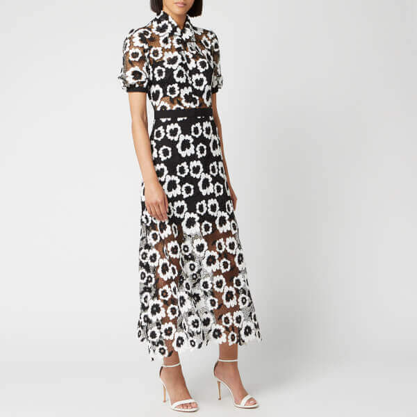 self portrait abstract floral guipure dress