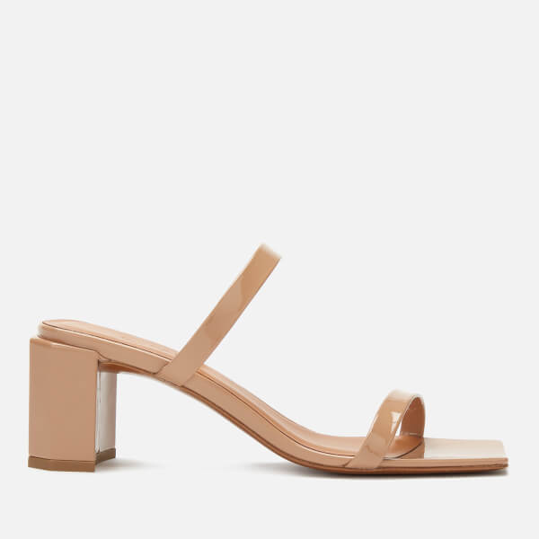 double strap block heel mules