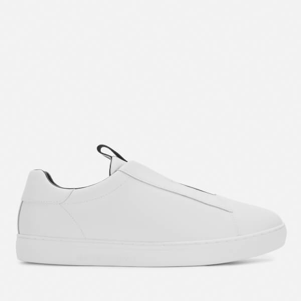 mens white leather slip on trainers