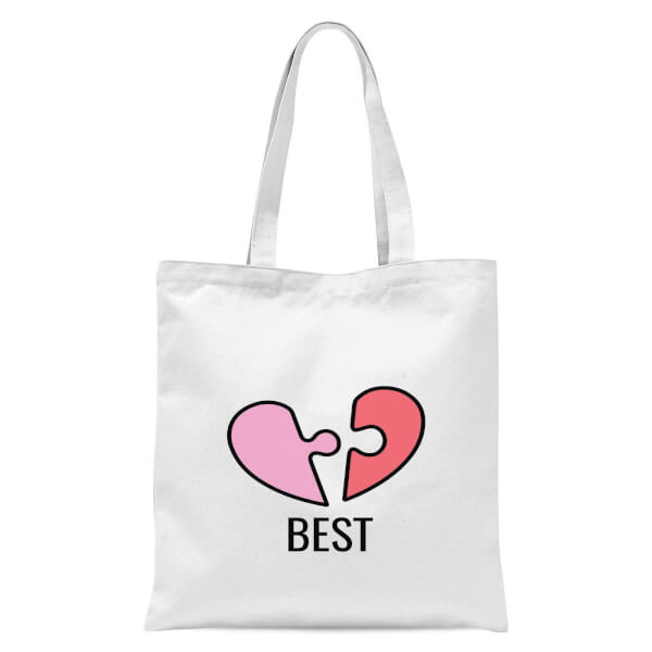 Jigsaw Heart Tote Bag - White