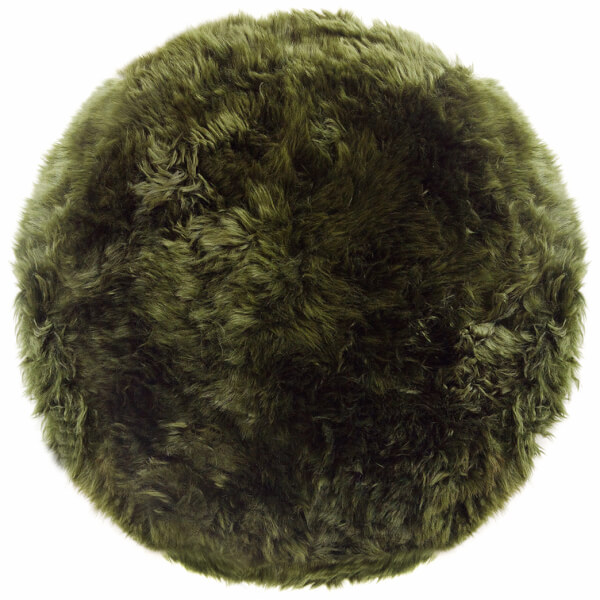 Royal Dream 100% Round Sheepskin Rug - Olive