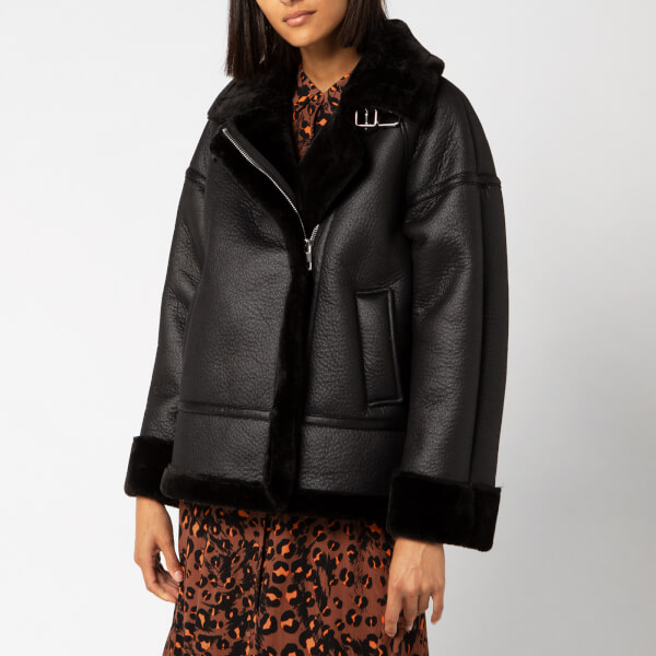 Whistles Women S Ultimate Faux Fur Biker Jacket Black M