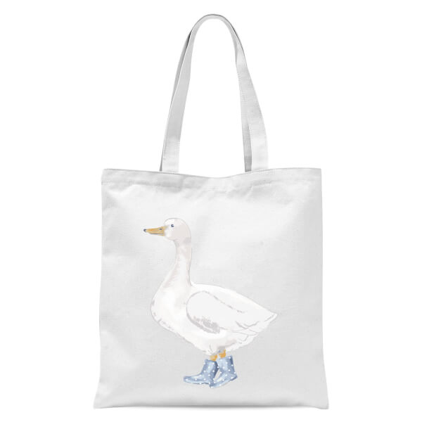 A Goose In Wellies Tote Bag - White