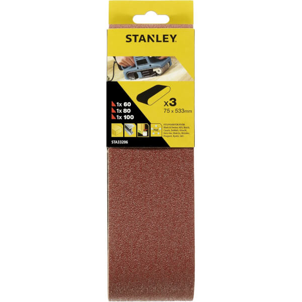 Stanley Belt Sander Belts 75x533 Mixed STA33206XJ Homebase