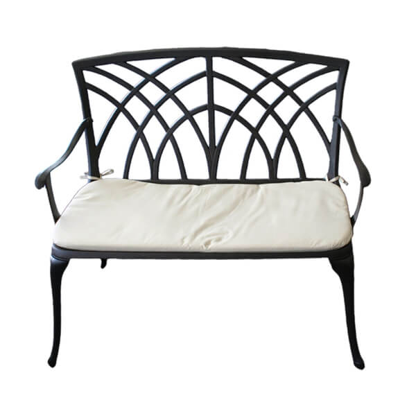 Charles Bentley Cast Aluminium Metal 2 Seater Garden Black Bench