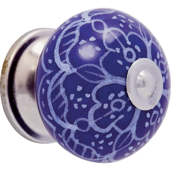 Printed Ceramic Knob Blue Homebase