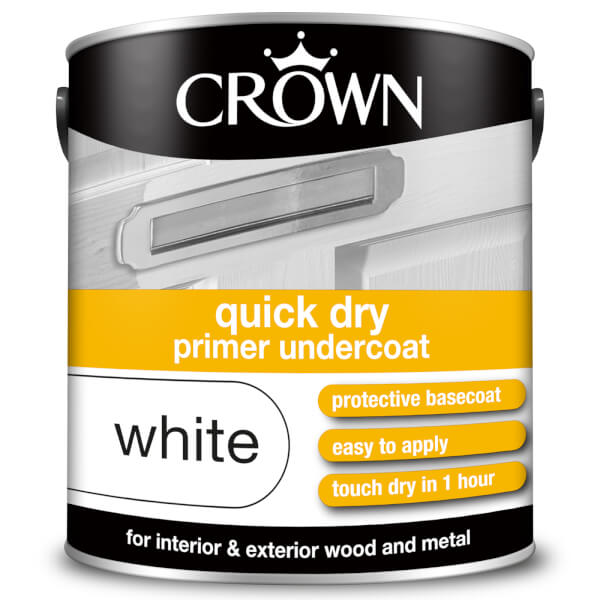 Crown Quick Drying Undercoat Pure Brilliant White Paint 2.5L Homebase