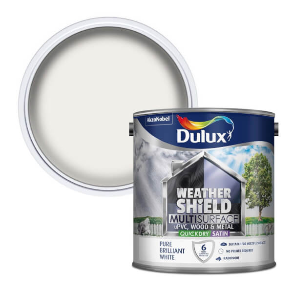 Dulux Weathershield Multi Surface Quick Dry Satin Paint White 2.5L