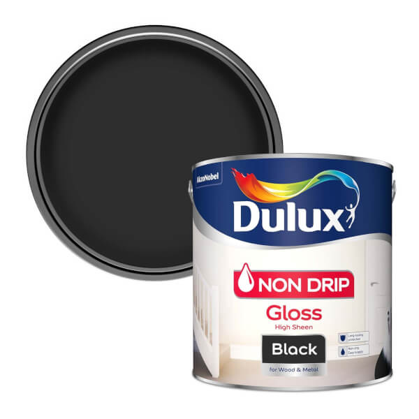 Dulux Black Non Drip Gloss Paint 2.5L Homebase