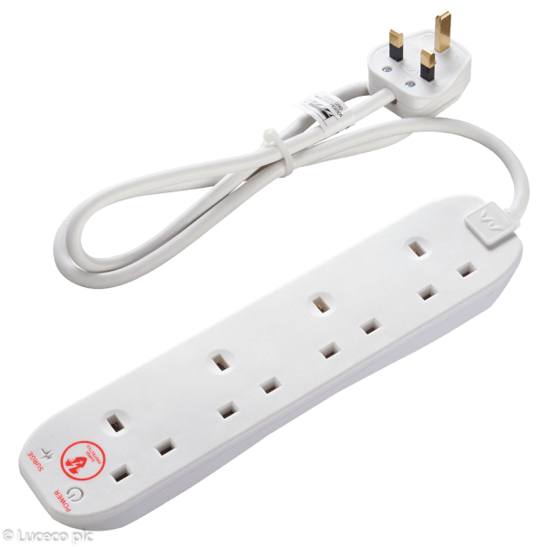 Masterplug 4 Socket Surge Extension Lead 4m White Homebase