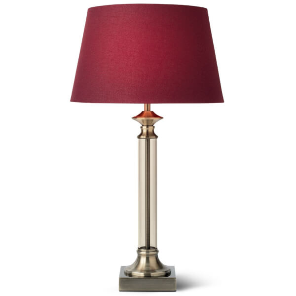Hurlingham Glass Column Table Lamp Homebase