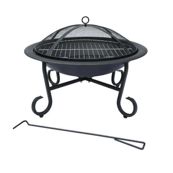 Charles Bentley Round Open Bowl Fire Pit Black Homebase