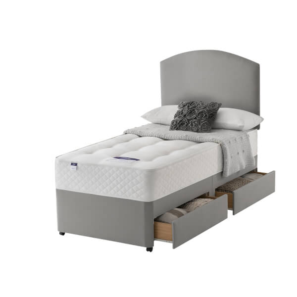 Silentnight Miracoil Ortho Divan Bed 2 Drawer Slate Grey Single