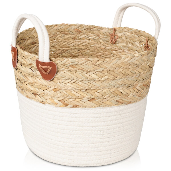 Medium Rope Storage Basket White Base Homebase