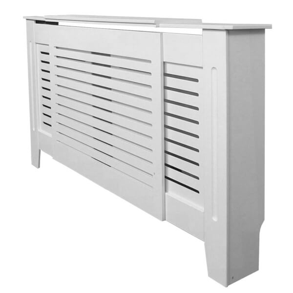 Horizontal White Radiator Cover Adjustable Homebase