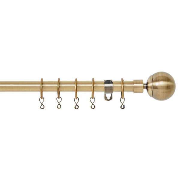 Extendable Ball Finial Curtain Pole Antique Brass 1.73m (16/19mm) Homebase