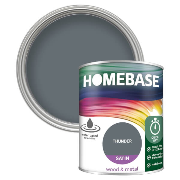 Homebase Interior Quick Dry Satin Paint Thunder 750ml Homebase