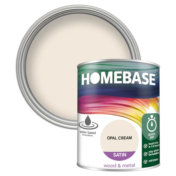 Homebase Interior Quick Dry Satin Paint Opal Cream 750ml Homebase
