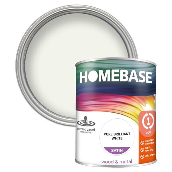 Homebase Interior One Coat Satin Paint Brilliant White 750ml Homebase