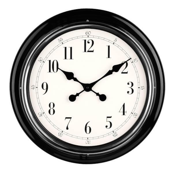 Wall Clock Black with Chrome Finish Homebase