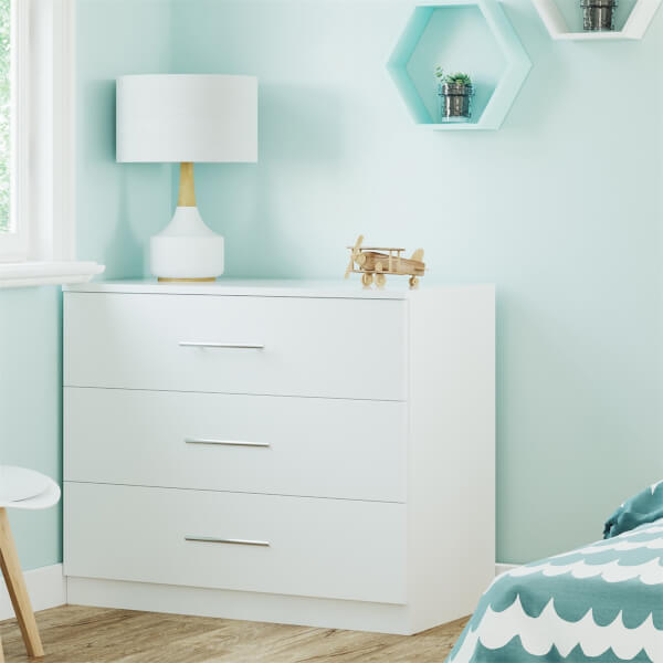 Modular Bedroom Slab 3 Drawer Chest White Homebase