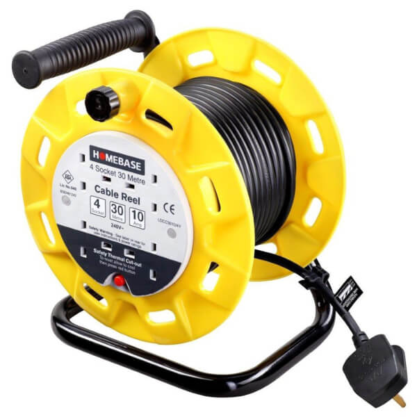Masterplug 4 Socket Cable Reel 30m Yellow/Black | Homebase