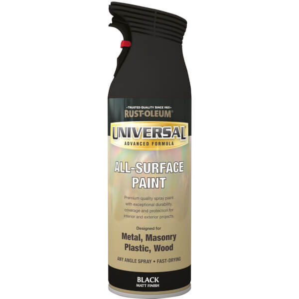 RustOleum Universal Matt Spray Paint Black 400ml Homebase