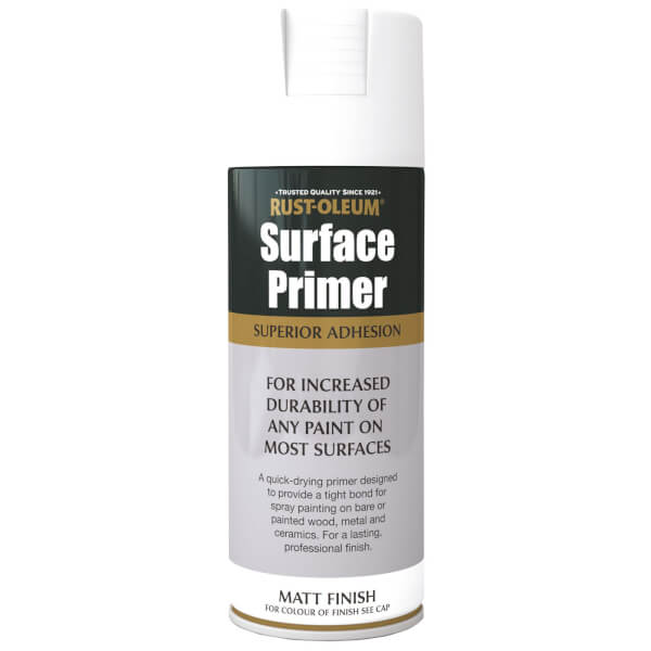 RustOleum Surface Primer Spray Paint White 400ml Homebase