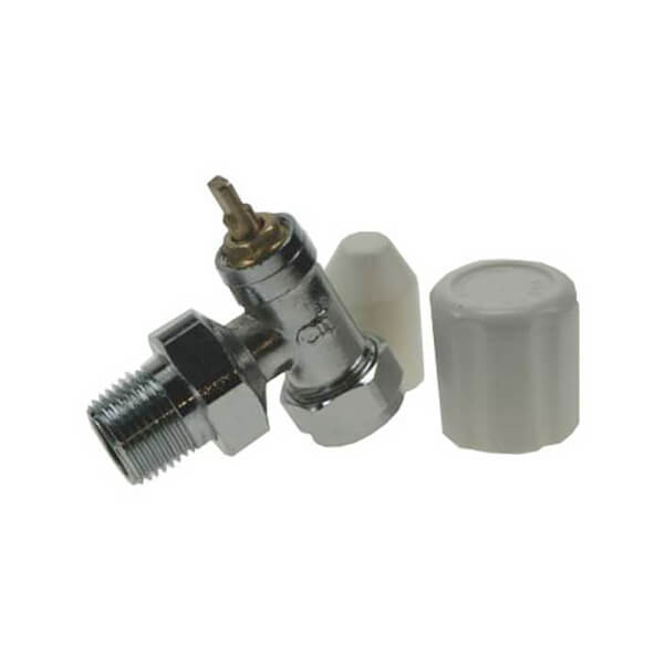 Radiator Valve with Wheelhead and Lockshield Caps 15mm 0.5in Homebase