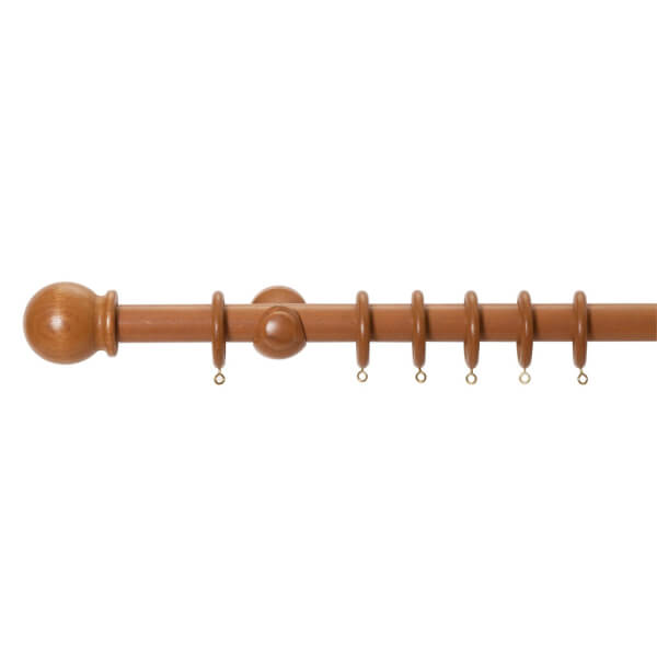 Mid Oak Wood Curtain Pole & Ball Finial 1.5m Homebase
