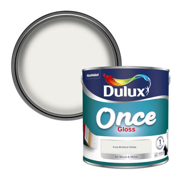 Dulux Once Pure Brilliant White Gloss Paint 2.5L Homebase