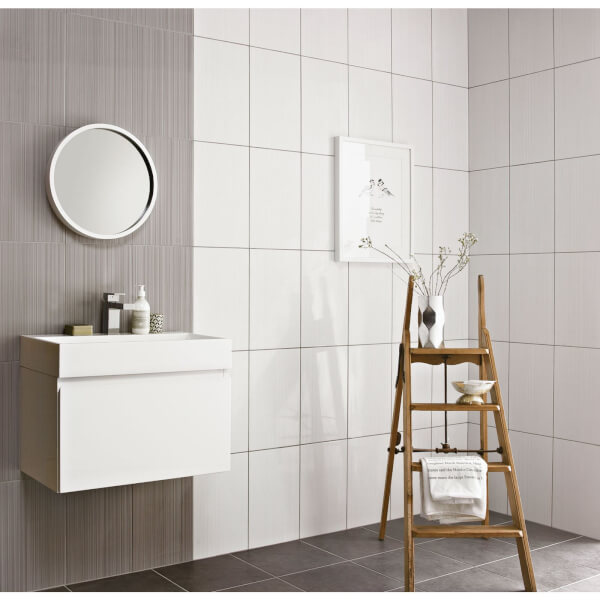 Brooklyn Linea White Ceramic Wall Tile Homebase