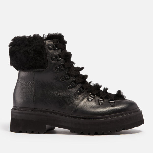 Nettie Shearling-Trimmed Leather Hiking-Style