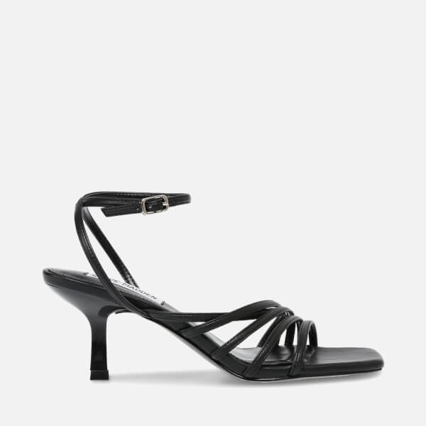 Mid-Heeled Faux Leather Sandals