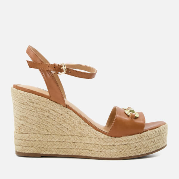 Kai Gold-Toned Leather Wedged Sandals