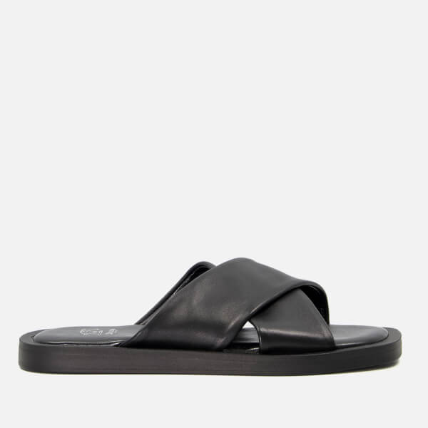 Licorice Cross Front Leather Sandals