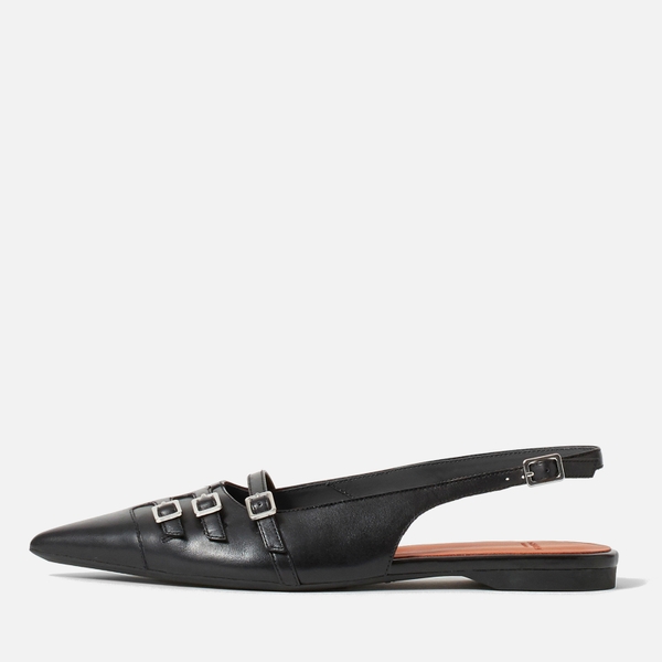 Hermine Buckled Leather Pointed-Toe Flats