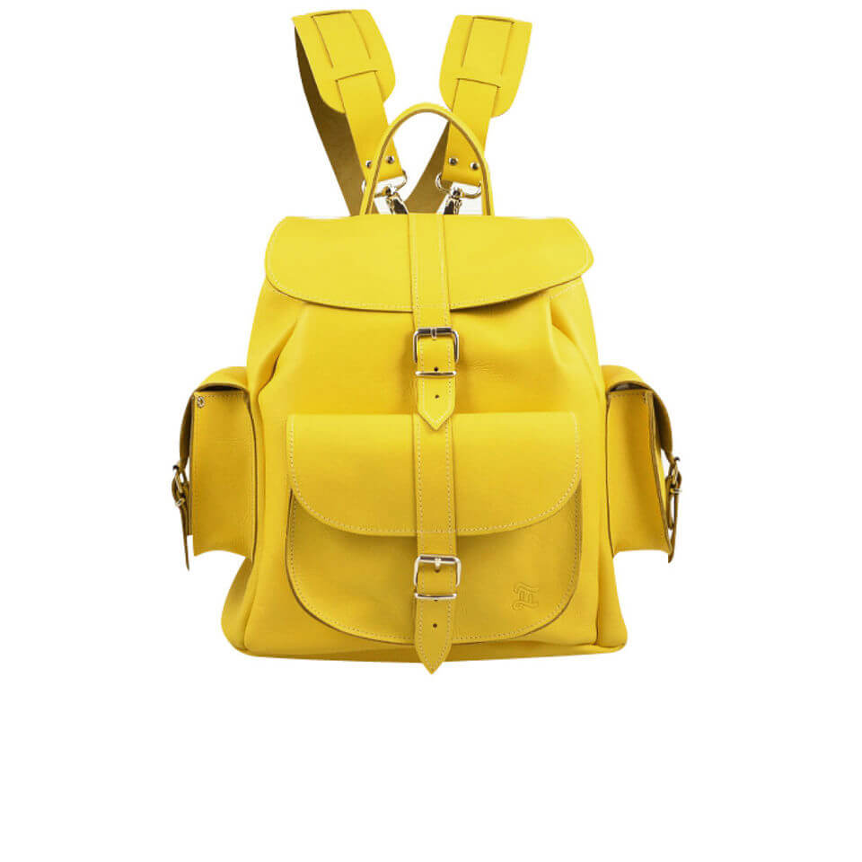 Grafea Popcorn Medium Leather Rucksack Yellow Womens Accessories