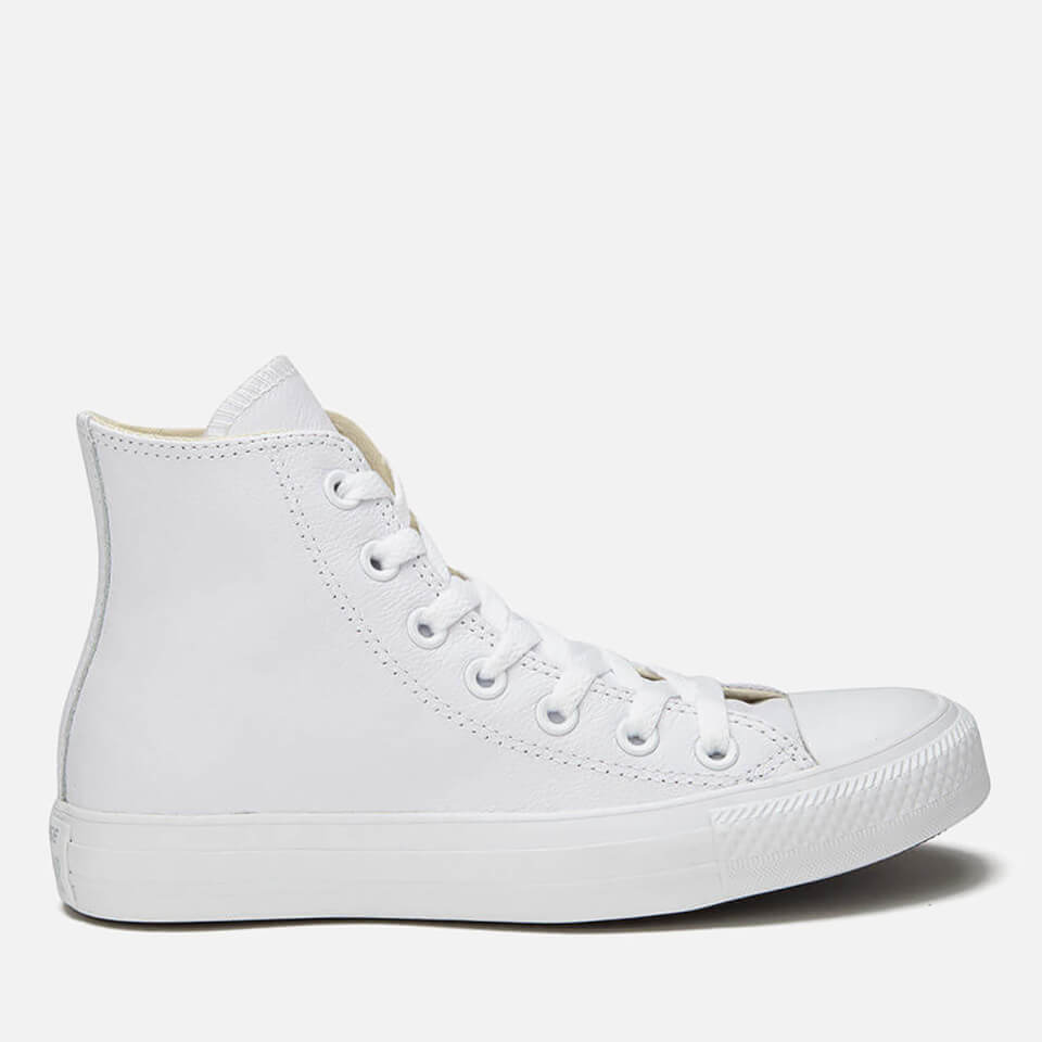 Converse Unisex Chuck Taylor All Star Leather Hi-Top Trainers - White ...