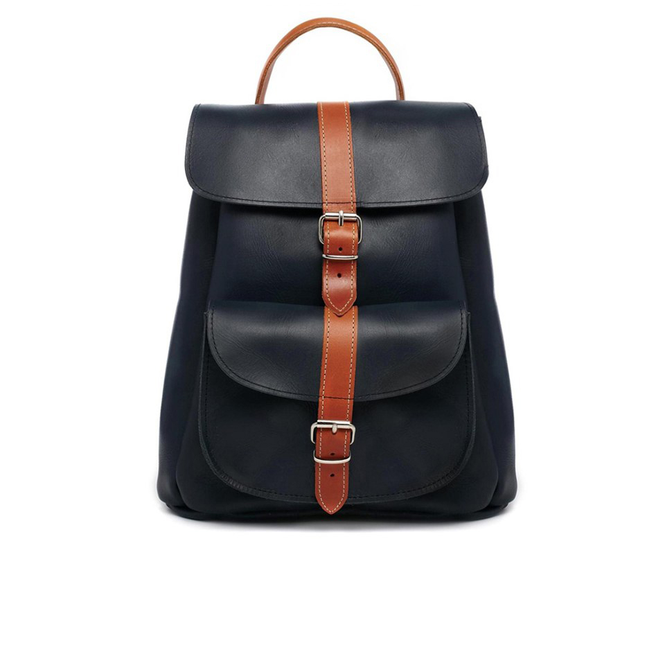 small tan leather backpack