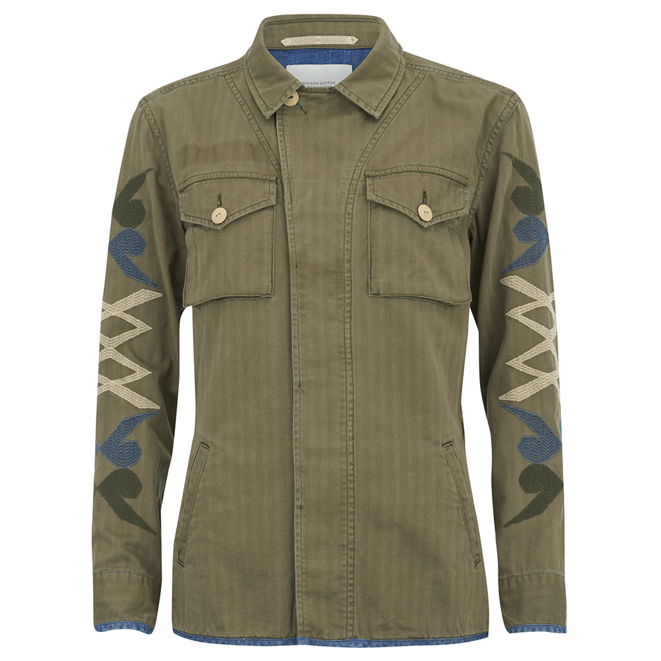 Maison Scotch Women's Army Inspired Shirt Jacket with Denim Detailing