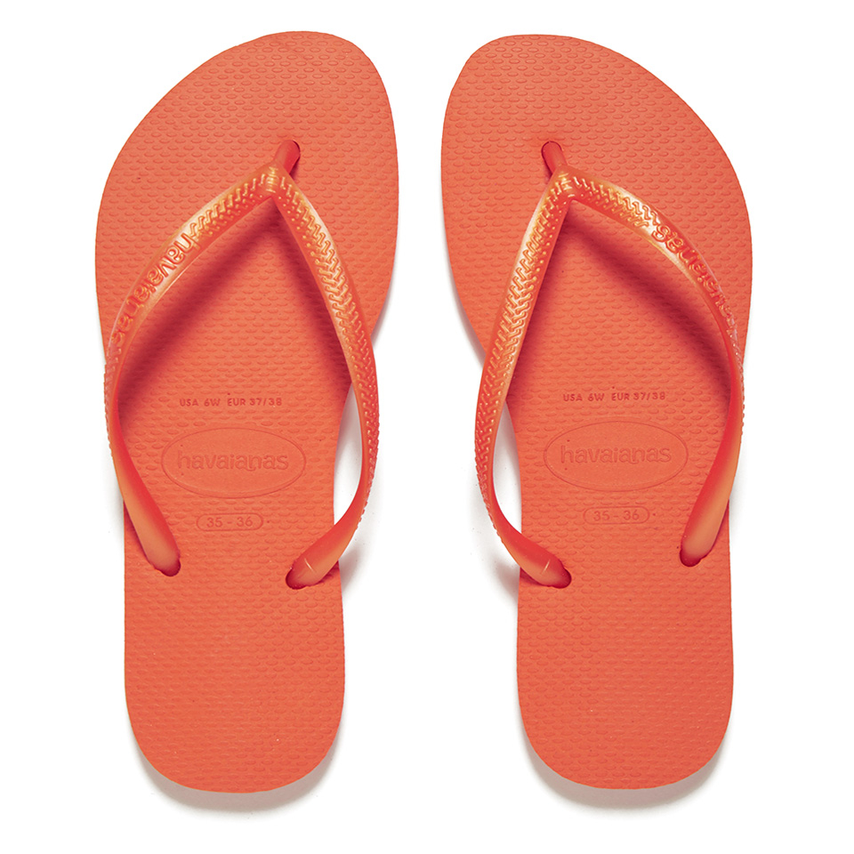Havaianas Women's Slim Flip Flops - Neon Orange | FREE UK Delivery ...