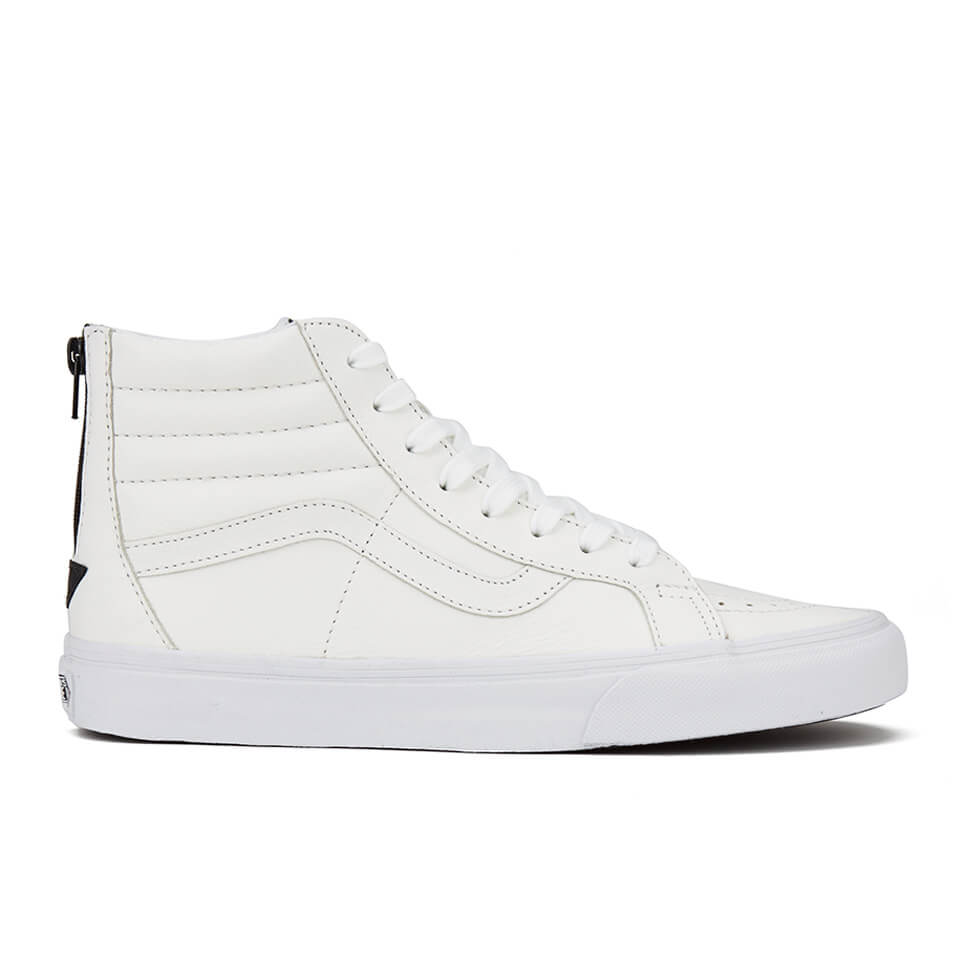 vans sk8 hi white leather zip