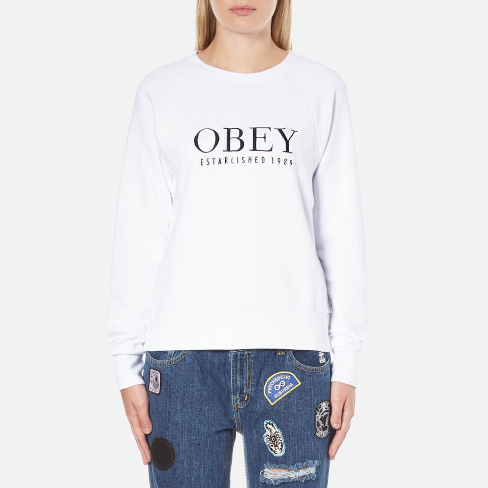 OBEY Clothing Women's Obey Vanity Sweatshirt White Womens Clothing