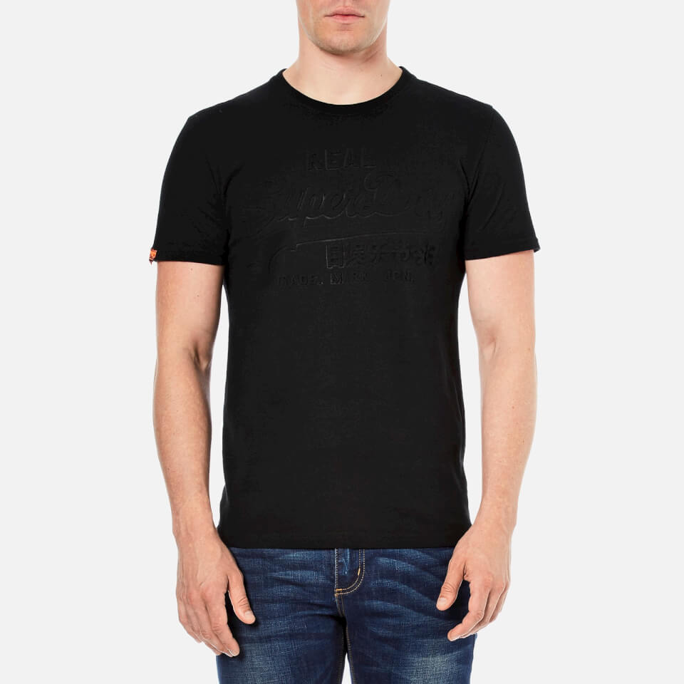 Superdry Men's Vintage Logo Emboss T-Shirt - Black Clothing | TheHut.com