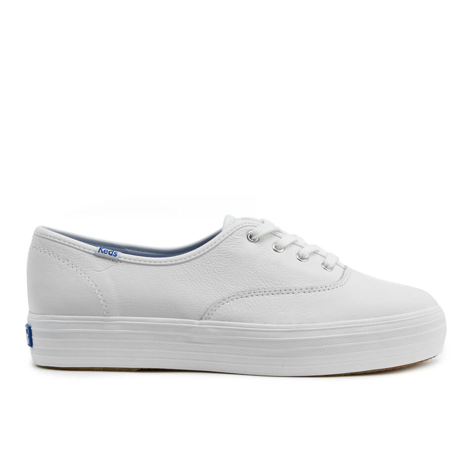 UPC 677338005412 product image for Keds Women's Triple Leather Flatform Trainers - White - UK 8 | upcitemdb.com