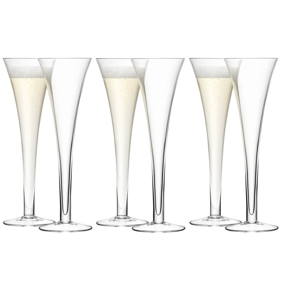 Lsa Hollow Stem Champagne Flute 200ml Set Of 6 Homeware Lsa Hollow Stem Champagne Flute 200ml