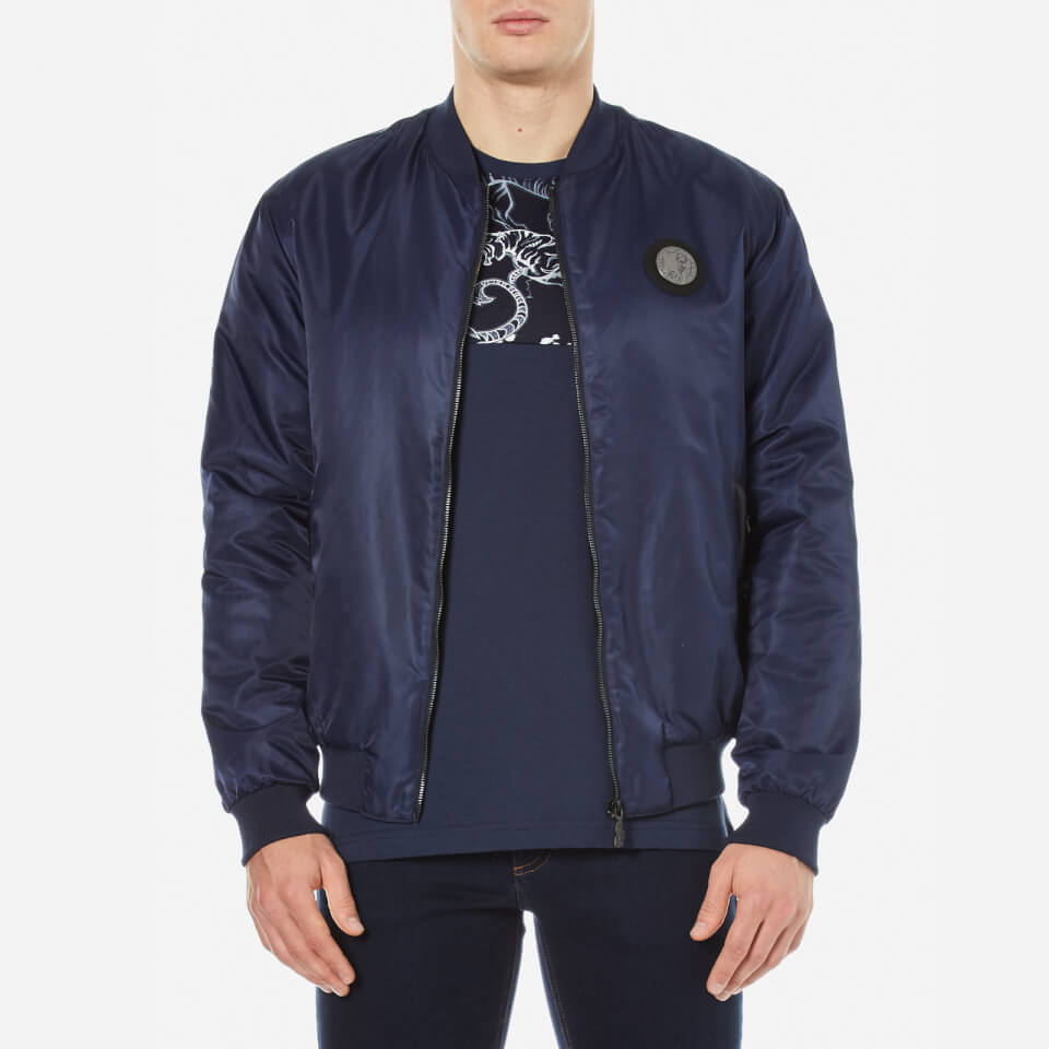 Versace Jeans Men's Zipped Bomber Jacket - Blue Clothing | TheHut.com