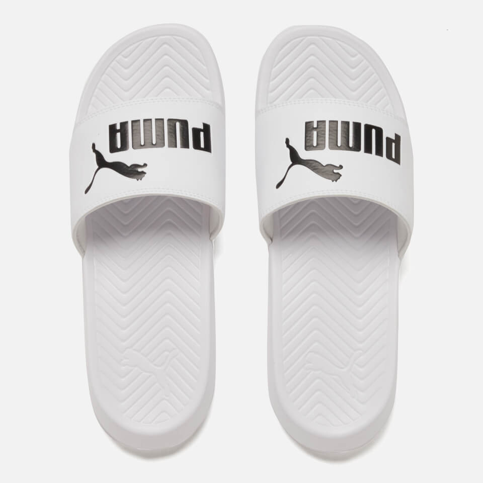 Puma Popcat Slide Sandals - White/Black Mens Footwear | TheHut.com