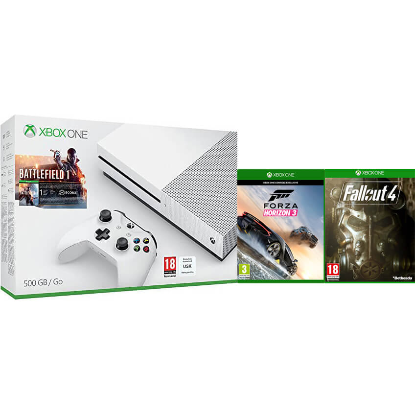 Xbox One S 500gb With Battlefield 1 Forza Horizon 3 Fallout 4 Games Consoles Zavvi Us